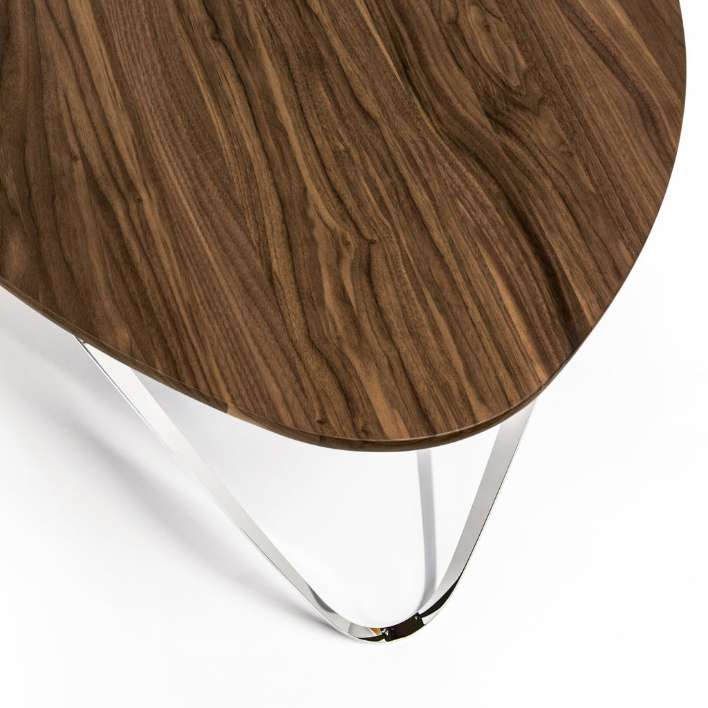 Couchtisch PLEKTRON Massivholz Nussbaum Edelstahl