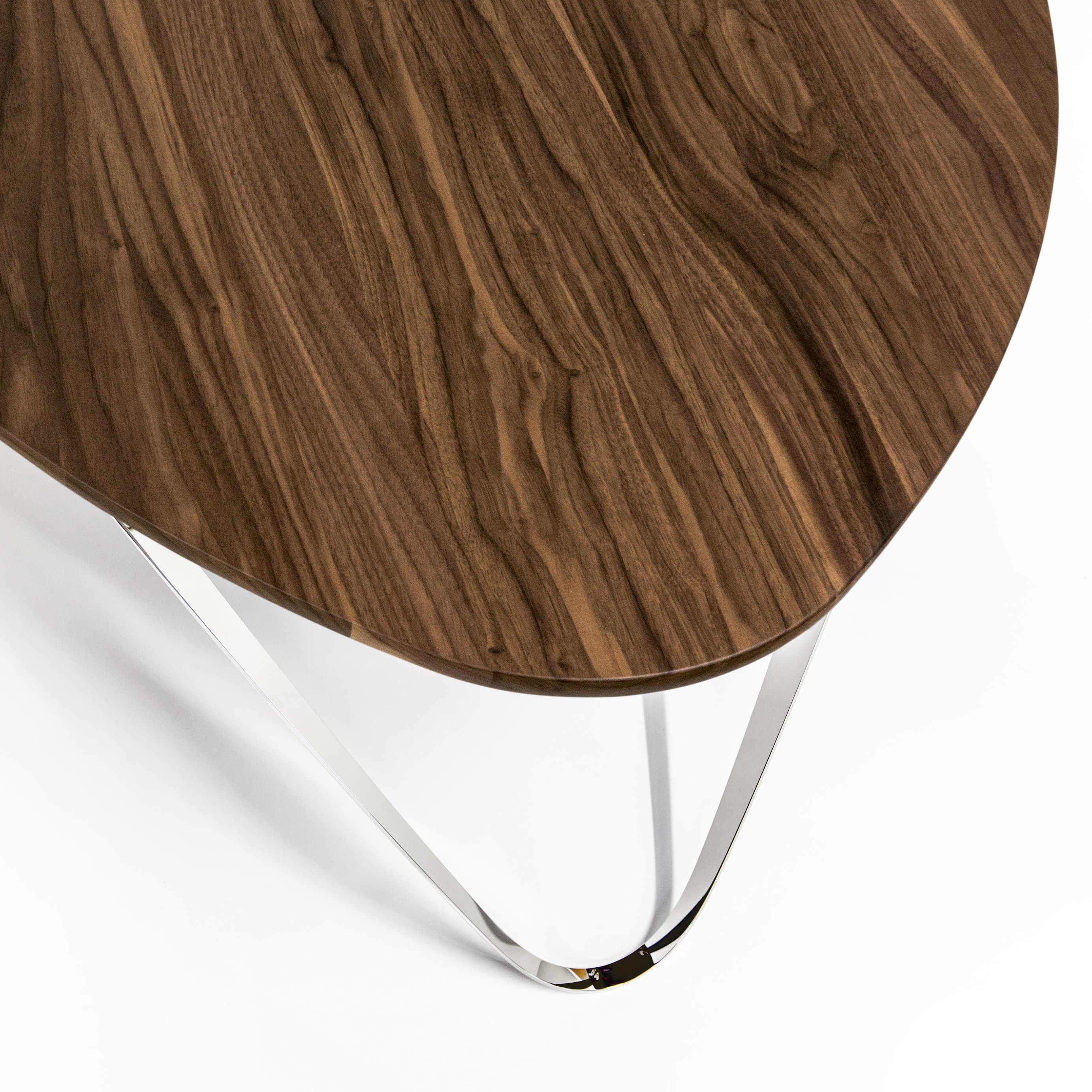 Couchtisch PLEKTRON Massivholz Nussbaum Edelstahl