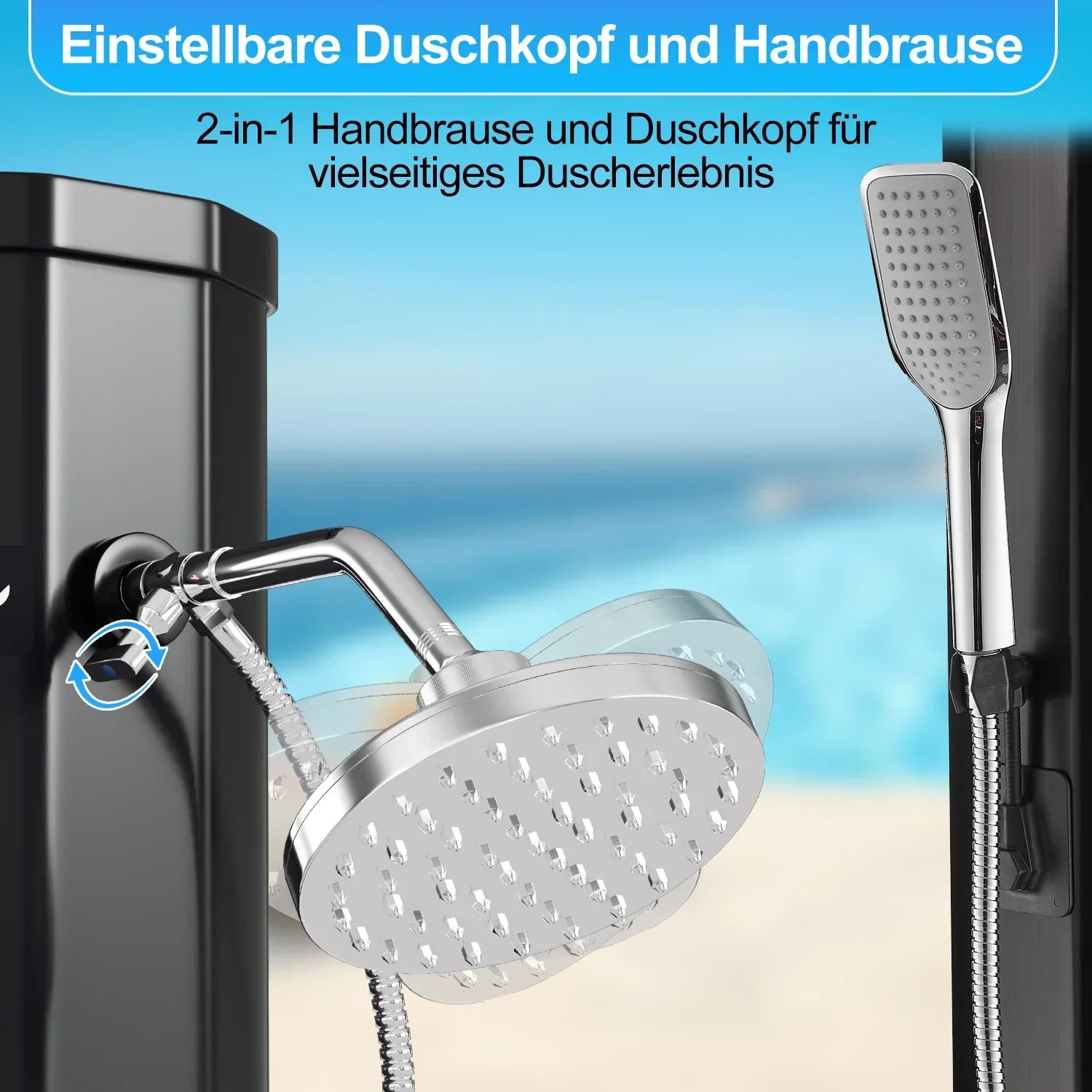 Sonnewelt 60L Doccia Solare Doccia da Giardino Incl. Copertura Protettiva e Doccetta