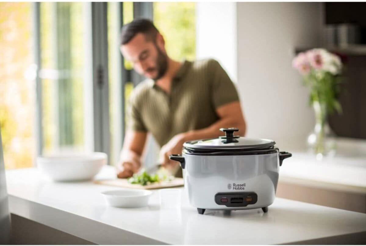 Russell Hobbs Cuociriso [XL] 5l inclusivo di Cestello per la Cottura a Vapore MaxiCook (Funzione Mantenimento in Caldo, Pentola Antiaderente, Cucchiaio per Riso e Misurino, Cottura Lenta per Verdure, Pesce ecc) 23570-56