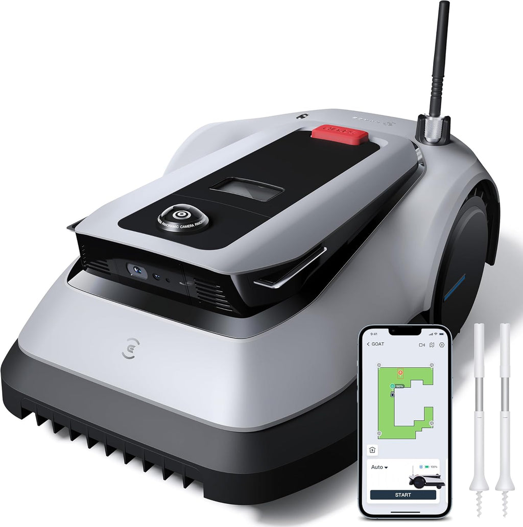 ECOVACS GOAT G1-800 Robot rasaerba senza cavo perimetrale 800㎡, robot tosaerba con localizzazione multifusione TrueMapping, evitamento ostacoli, gestione a 16 zone, pendenza del 45%, videomanager