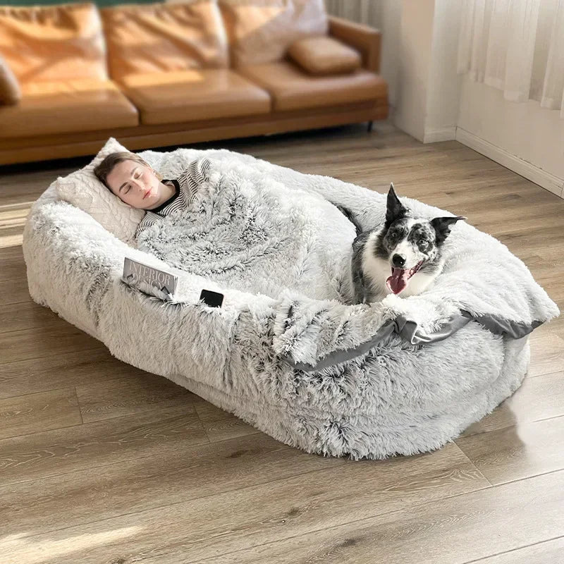 Alex' Plüsch Hunde- und Menschensofa - Groes Haustierbett und Ein-Personen-Sofa