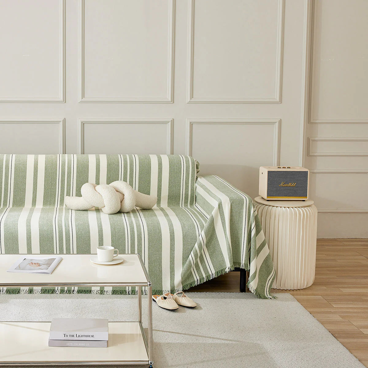Sofabezug Stripe Grün – Moderner Couchschutz mit Streifenmuster