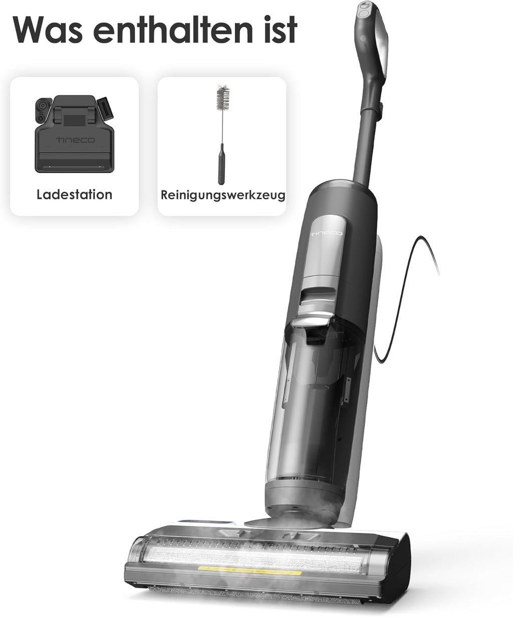 Tineco iFLOOR 5 Steam Lavapavimenti a vapore, vapore ad alta temperatura da 120℃, pulitore a vapore con filo, aspiraliquidi autopulente, lavapavimenti per sporco appiccicoso, residui di cibo