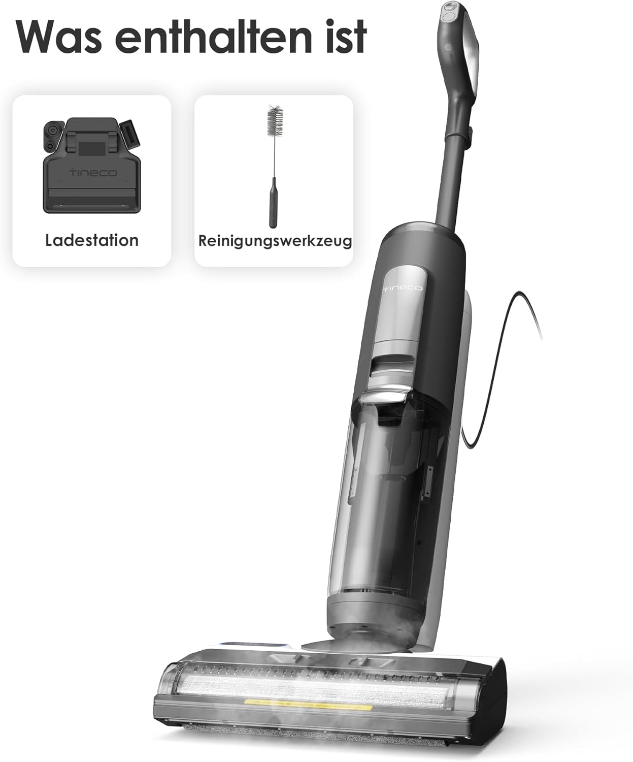 Tineco iFLOOR 5 Steam Lavapavimenti a vapore, vapore ad alta temperatura da 120℃, pulitore a vapore con filo, aspiraliquidi autopulente, lavapavimenti per sporco appiccicoso, residui di cibo