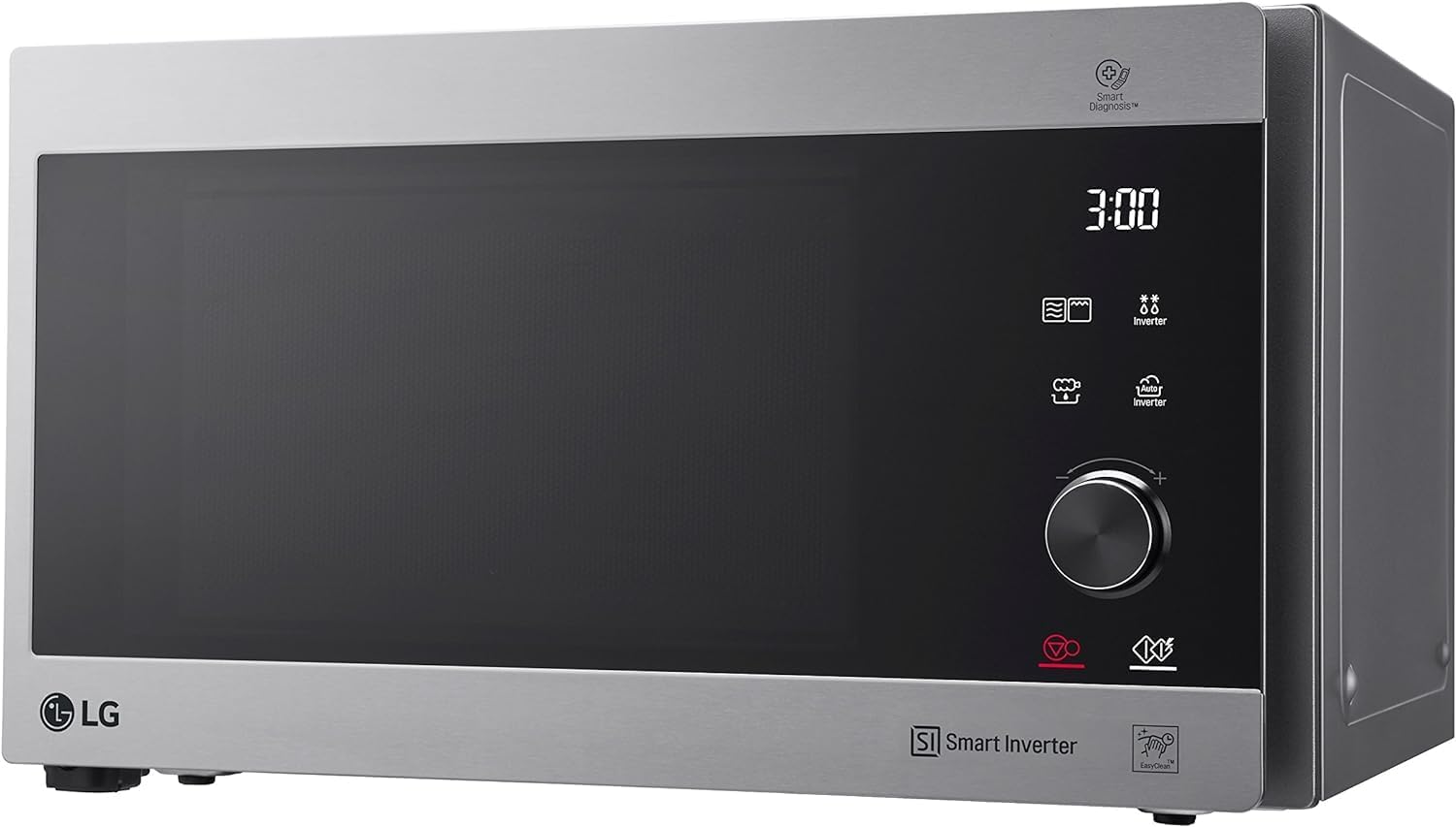LG MS2595CIS Forno a microonde con tecnologia Smart Inverter, capacità 25 litri, 1000 W, programmi automatici, livelli di potenza regolabili e funzione EasyClean, argento