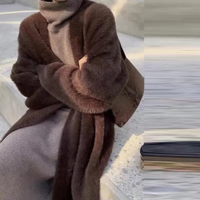 Weie lange Strickjacke für Damen