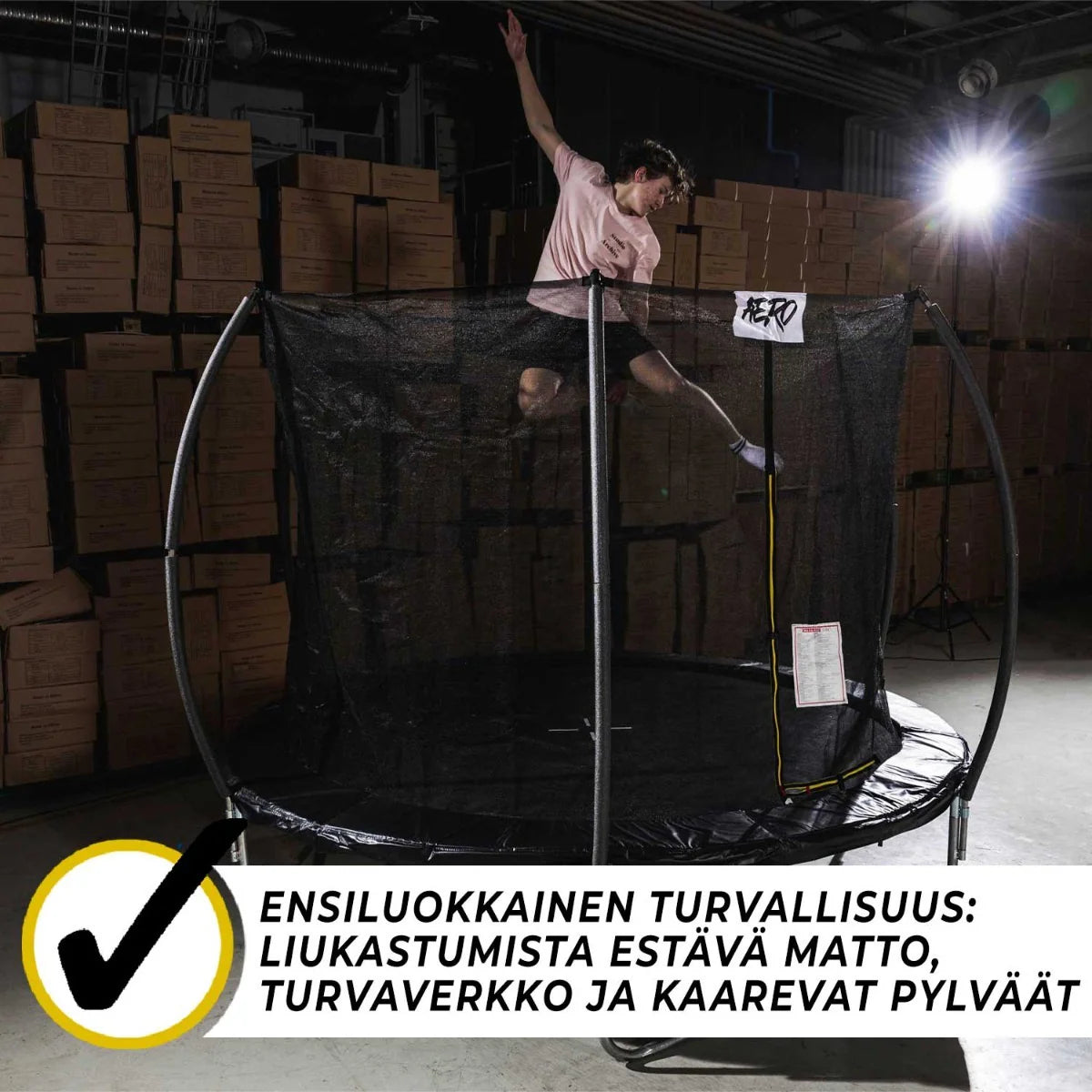 Trampolino React Aero 4,27m con rete di sicurezza