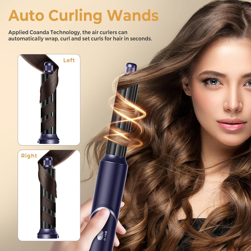 UKLISS 7 in 1 Pro Airstyler & Ionen Föhn [110,000RPM] High-speed Haartrockner Ionen Hair Dryer, mit Heißluft Lockenwickler Thermal Brush Haarglätterbürste Warmluftbürste Föhnbürste, 1200W/Blau