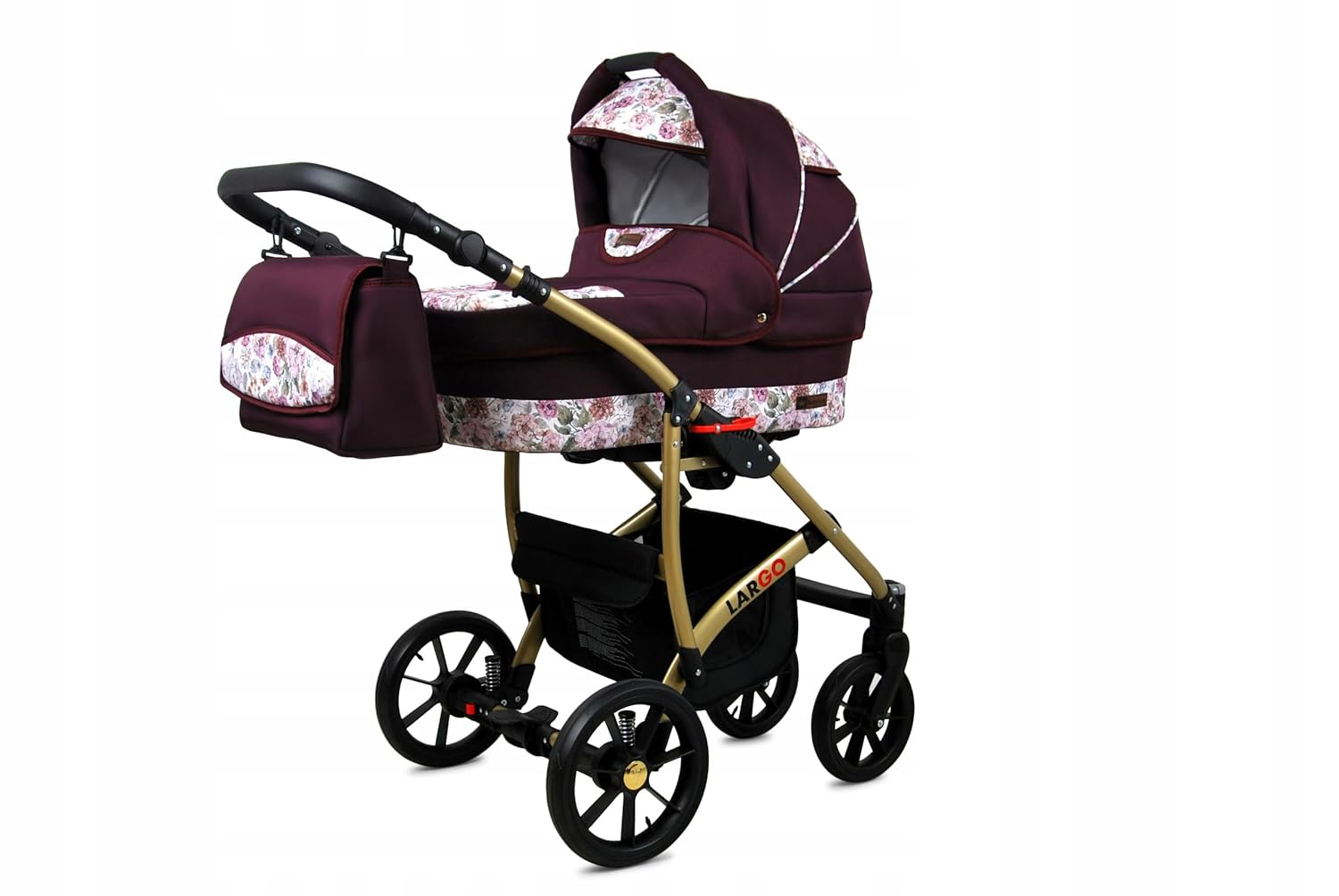 BabyLux Largo 2-in-1 Baby Kinderwagen Tief und Kinderwagen mit Zubehör Verstellbar und faltbar Aluminiumkonstruktion Wasserdicht Nicht abnehmbare Räder Brown Cream White Frame