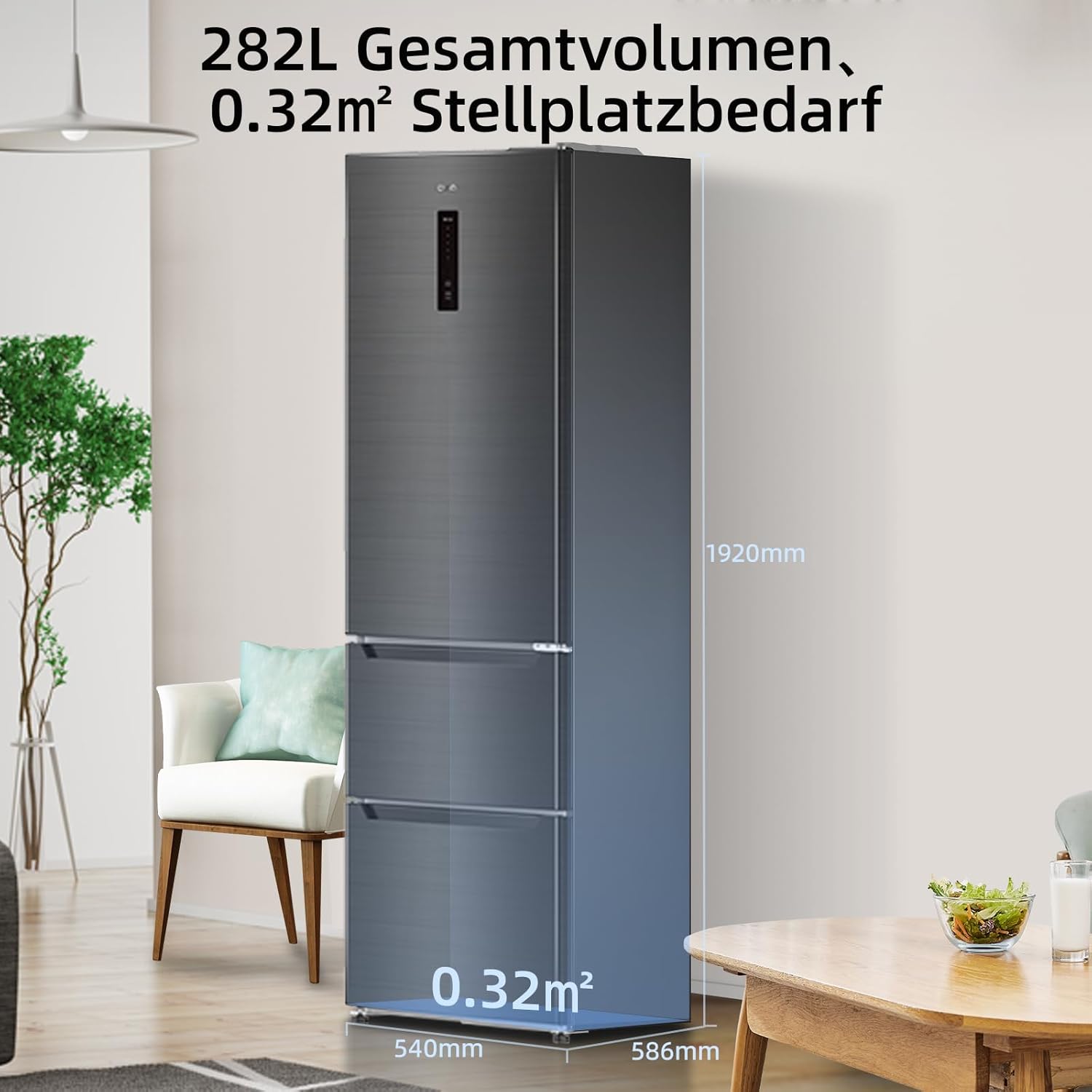 CHIQ CTT107BC Frigorifero Piccolo 107 Litri, Altezza 84 cm, Profondità 55 cm, Ingombro di soli 0,3 ㎡, Micro-Congelatore, Vario Box, 7 Livelli di Controllo della Temperatura, Silenzioso, 87 kWh/anno, Nero