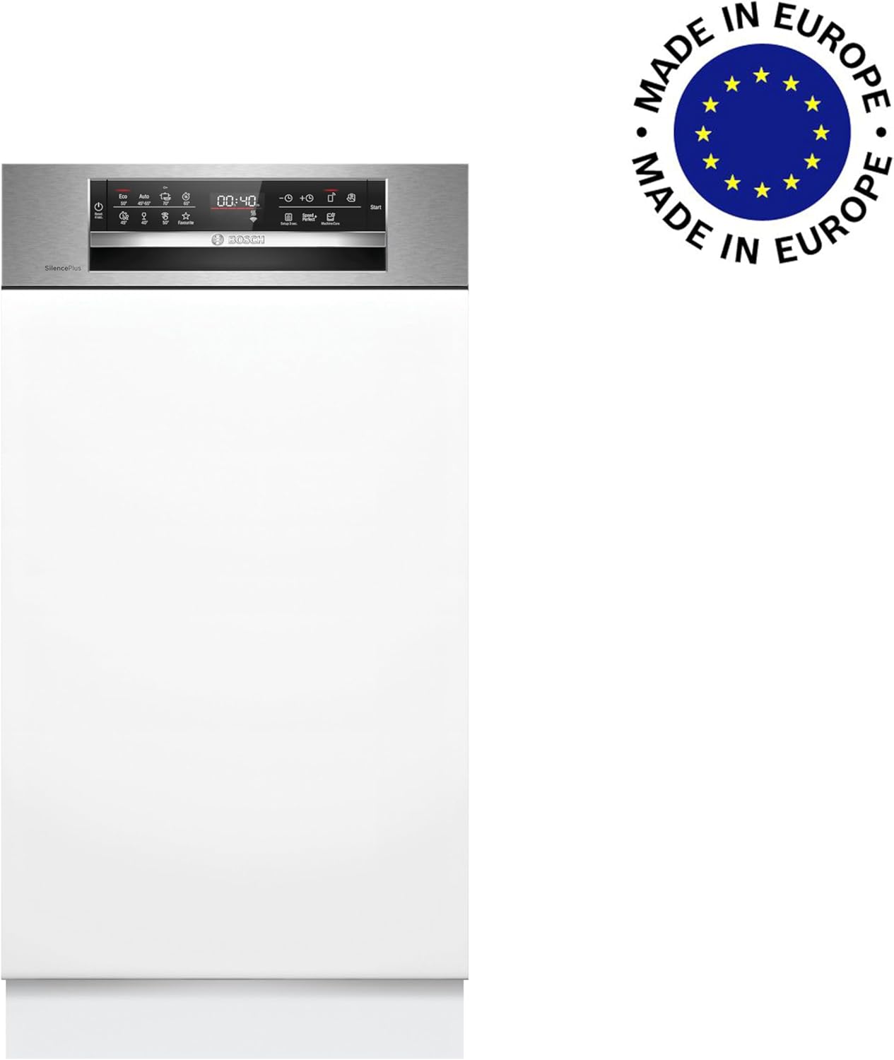 Bosch SPV2IKX10E Serie 2 Lavastoviglie smart a scomparsa totale, larghezza 45 cm, Cestello posate, Extra Asciugatura con la pressione di un pulsante, InfoLight punto luce rosso sul pavimento, AquaStop protezione dai danni causati dall'acqua, Bianco