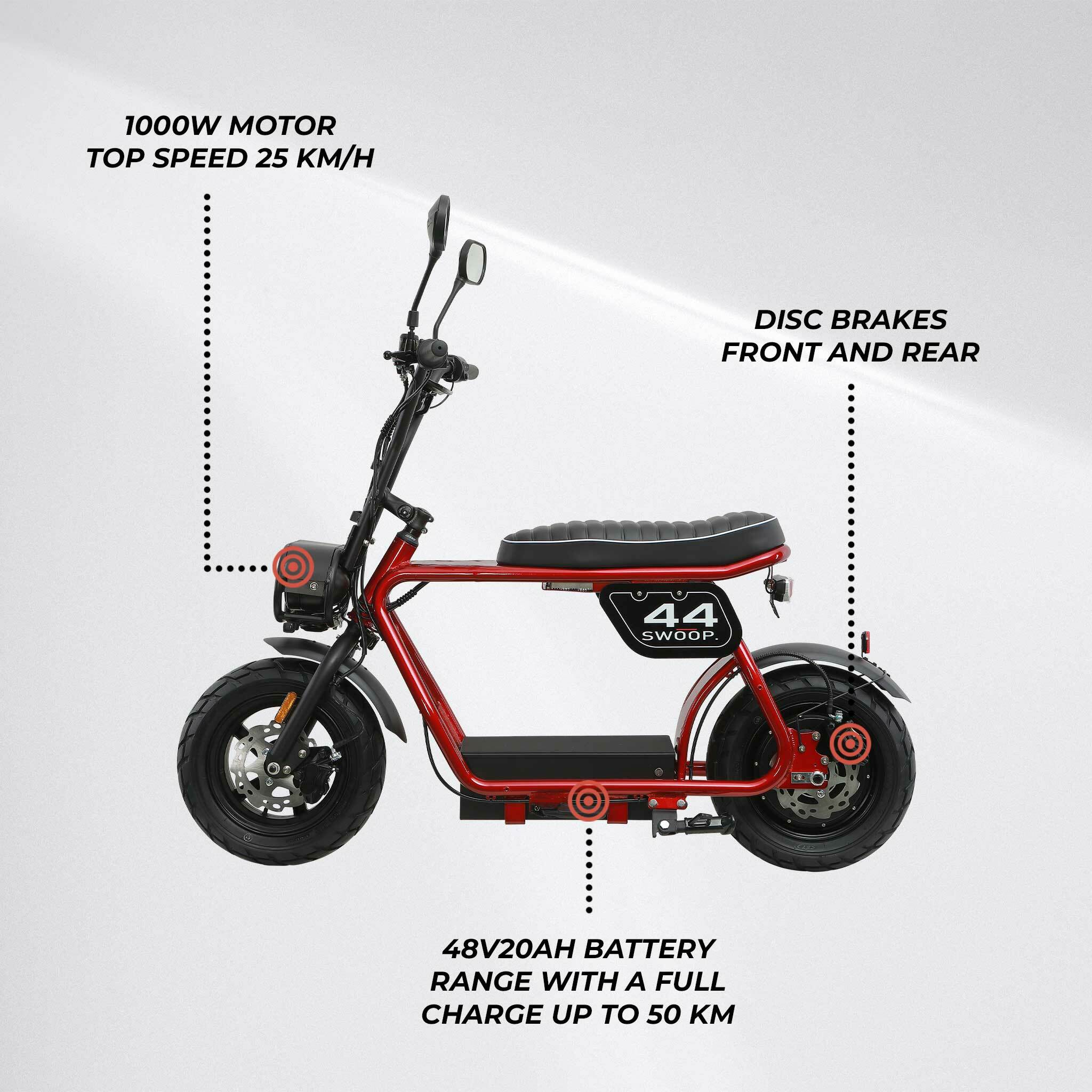 Swoop Monopattino Elettrico 1000W Rosso