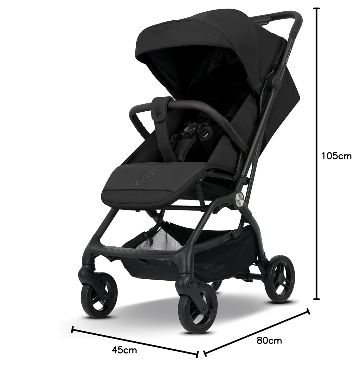 my junior® Buggy PICO³ | bis 22kg | Einhand AutoFold-Klappmechanismus | Ergonomische Liegeposition nach IGR e.V. | großes Sonnenverdeck UV50+ | Handgepäckmaß | 2 Belüftungsfenster Hazel - Black