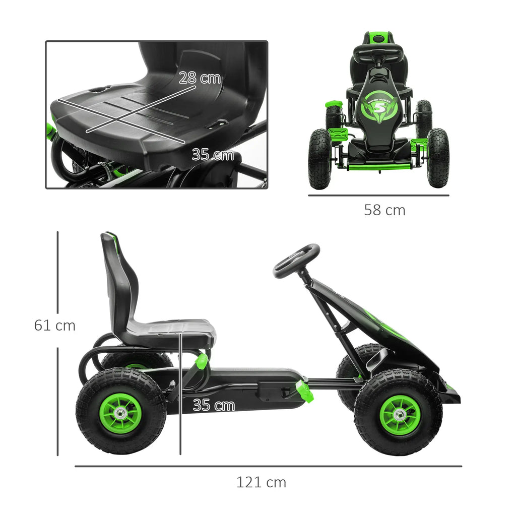 HOMCOM Go-kart per bambini, sedile regolabile in 3 posizioni, pneumatici in gomma