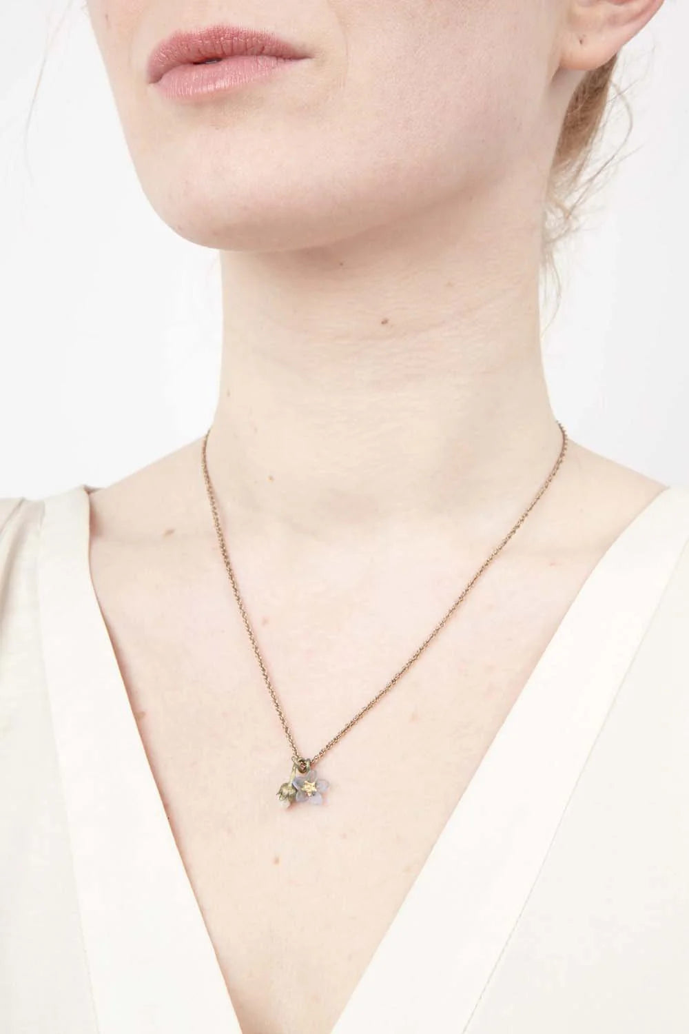 Vergissmeinnicht Kette mit Anhnger - Blume und Perle