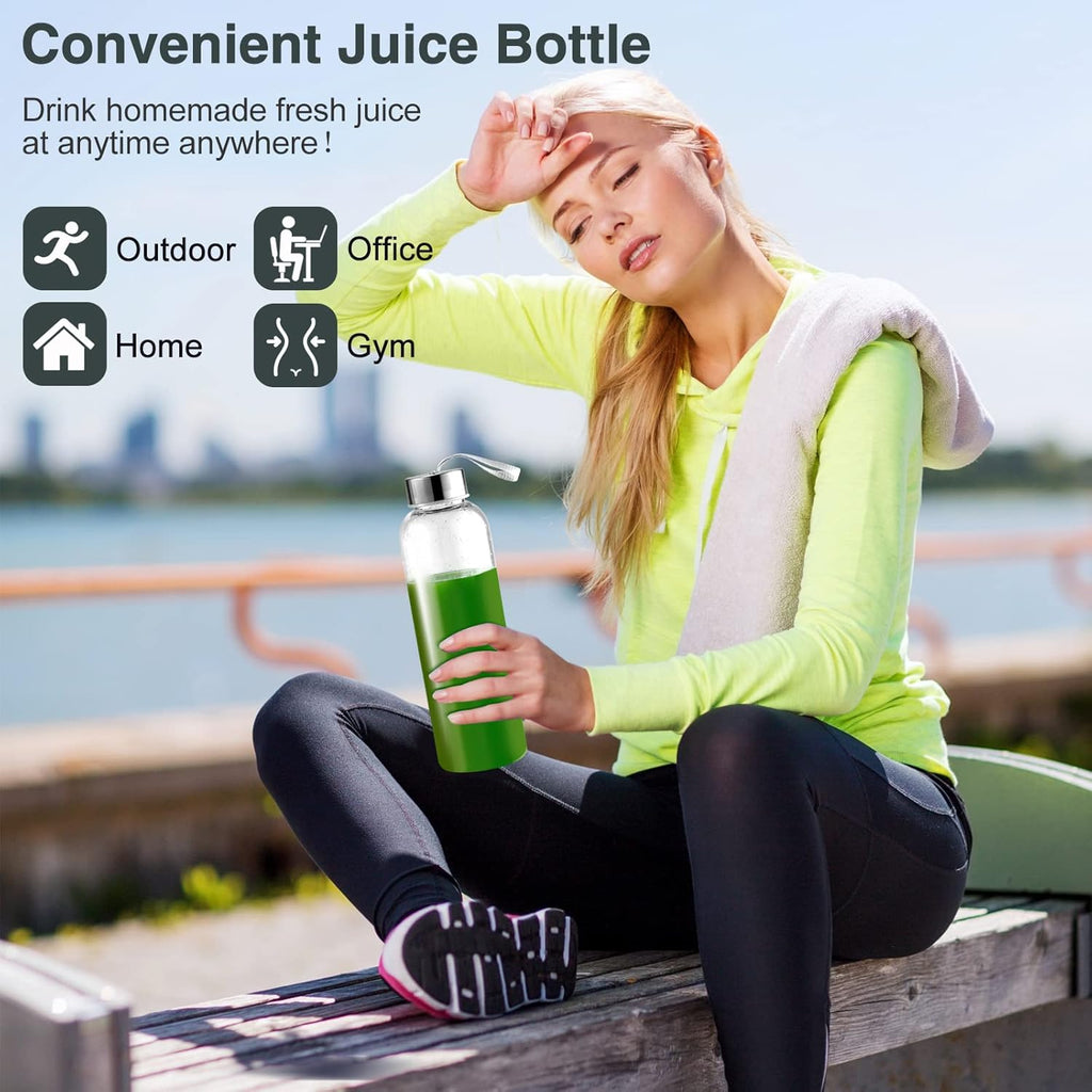 AMZCHEF Estrattore di Succo per Frutta e Verdura con 2 Modalità di Velocità - Slow Juicer con Bottiglia Portatile e 2 Tazze - Cold Press Juicer Senza BPA con LED Intelligente e Funzione di Inversione - Nero