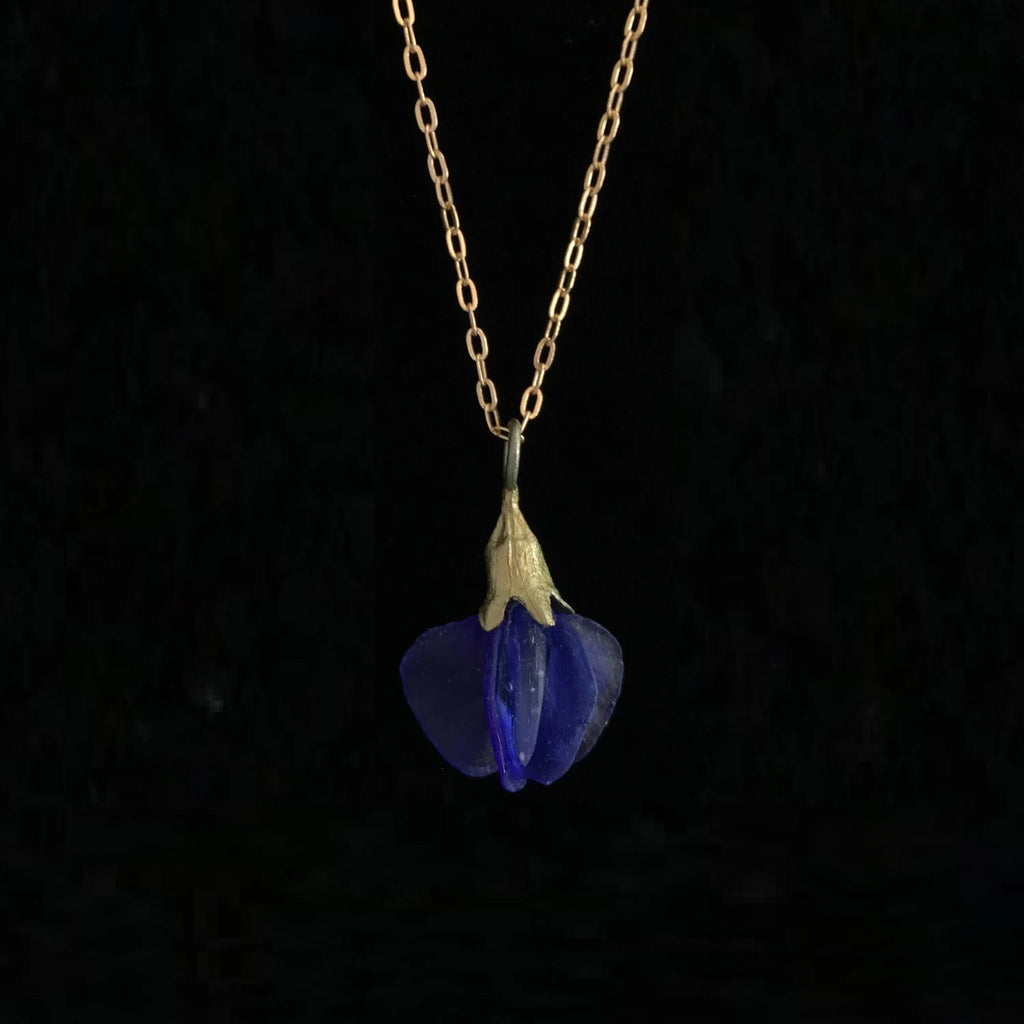 Falscher Indigo - Kette mit Glasanhnger