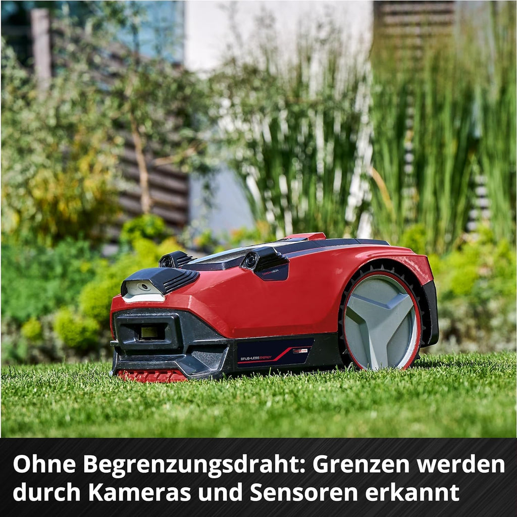 Einhell Mhroboter FREELEXO CAM 500 Power X-Change (18V, Kamera ersetzt Begrenzungsdraht, für 500 m, Brushless, bis 25% Steigung, Schnittbreite 18 cm, inkl. 3,0 Ah Akku, 5 m Magnetband)