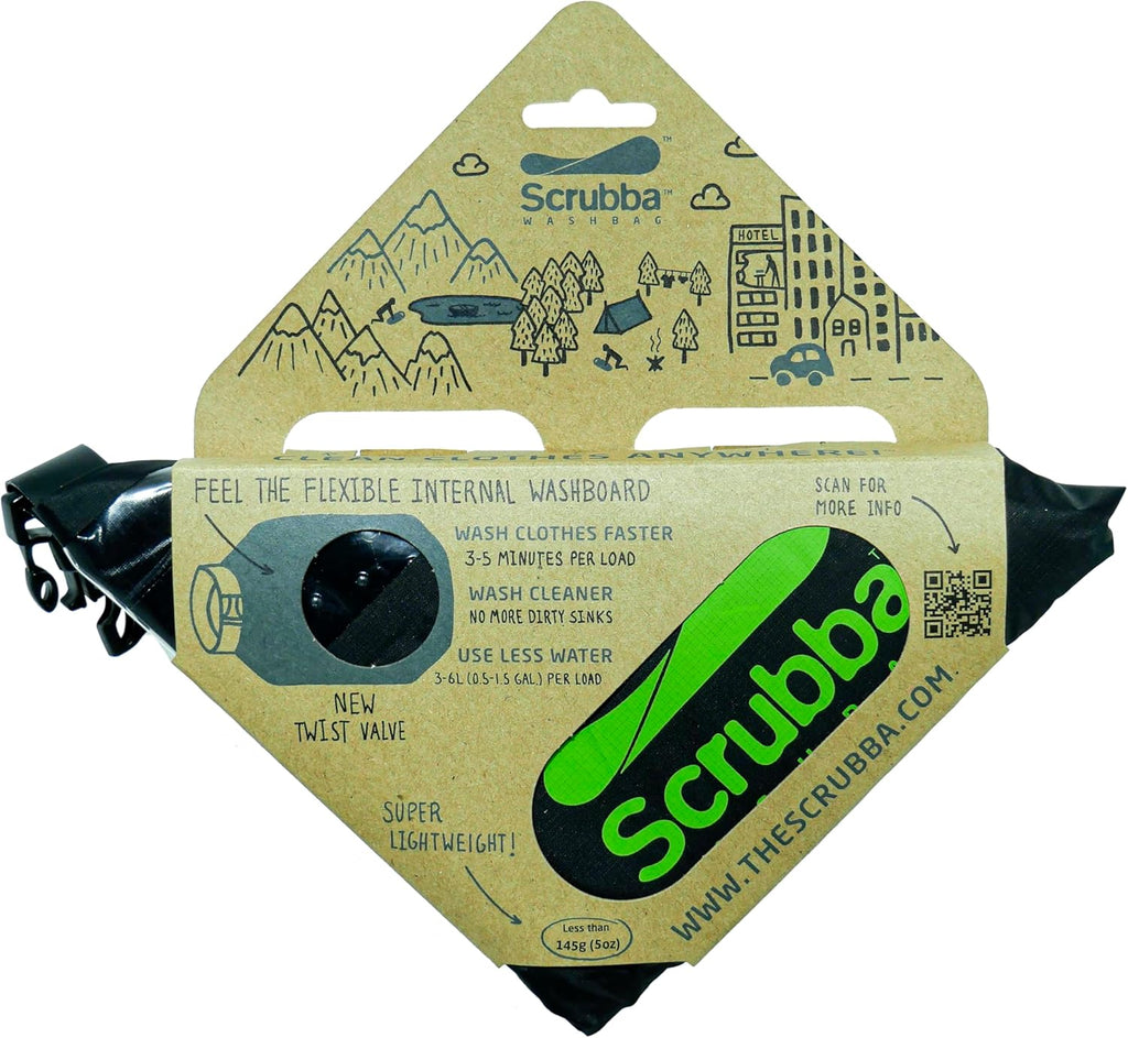 Scrubba Toplader Wash Bag 2.0 - Lavatrice portatile da campeggio - Borsa per il lavaggio e sacca da bucato, Verde