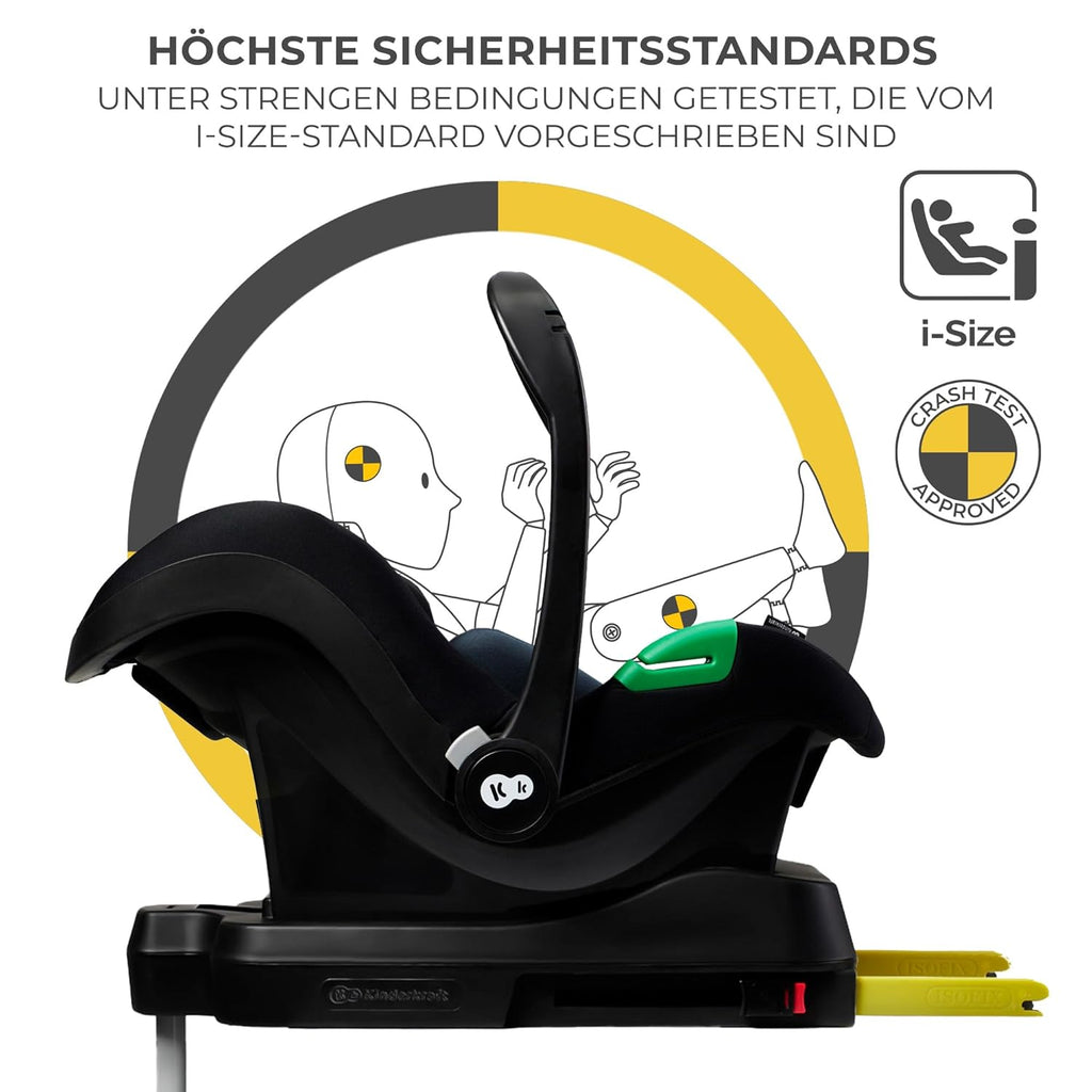 Kinderkraft NEWLY Kinderwagen 3 in 1, Komplettset bis 22 kg, Kindersitz I-Size 40-75 cm im set, Kombikinderwagen mit Fußsack, wasserfestes Verdeck mit UPF50+, Zusammenklappen, Liegeposition, Beige