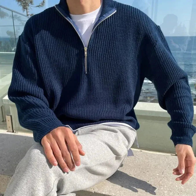 Pullover da uomo con mezza zip