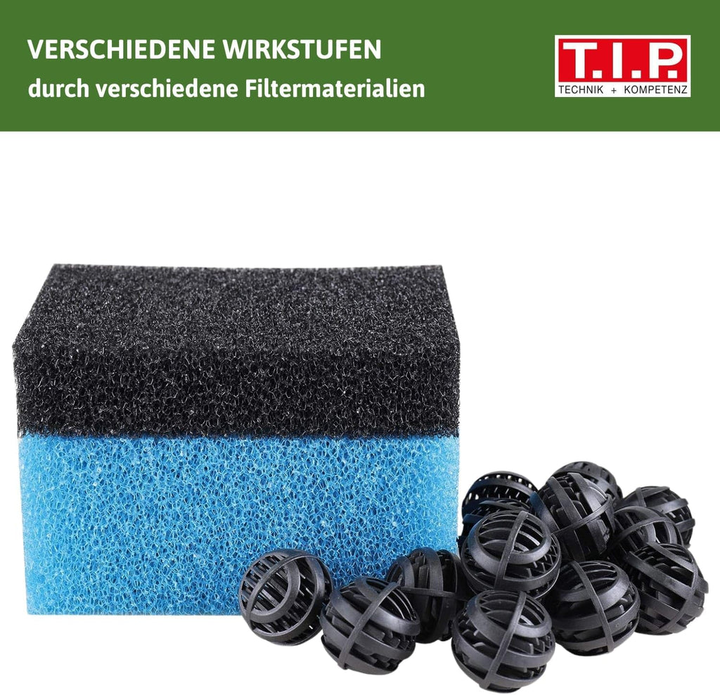 T.I.P. Teichfilter - Teichaußenfilter-Set (20.000 l Teichvolumen, Wet-and-Dry Technologie, UV-C 18 W, Filterbehälter 70 l, inkl. Pumpe, UV-C Strahler, Schläuche, Filtermaterial) WDF 20000 UV 18, 30285