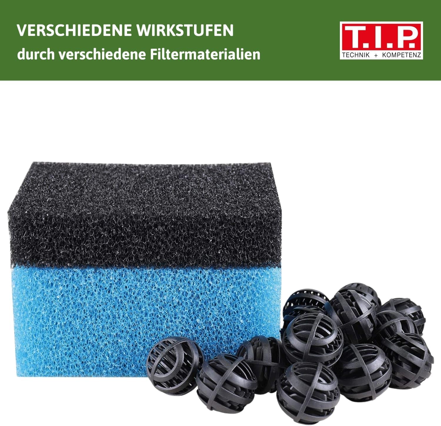T.I.P. Teichfilter - Teichaußenfilter-Set (20.000 l Teichvolumen, Wet-and-Dry Technologie, UV-C 18 W, Filterbehälter 70 l, inkl. Pumpe, UV-C Strahler, Schläuche, Filtermaterial) WDF 20000 UV 18, 30285