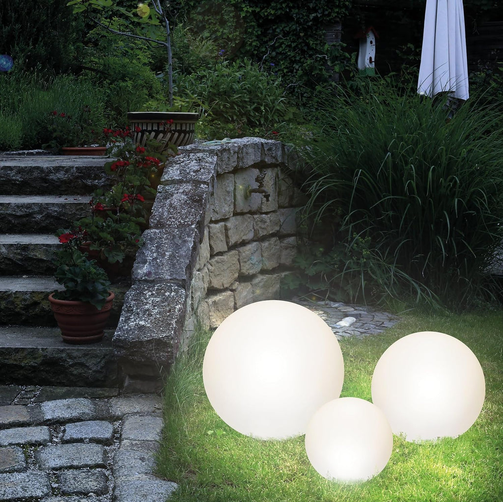 Esotec Sfera solare da giardino SIENA | Set da 3 sfere luminose multicolore per giardino | Illuminazione da giardino, decorazione da giardino per esterni resistente all'inverno | Lampada solare a sfera da esterno | 16 colori di illuminazione 102895