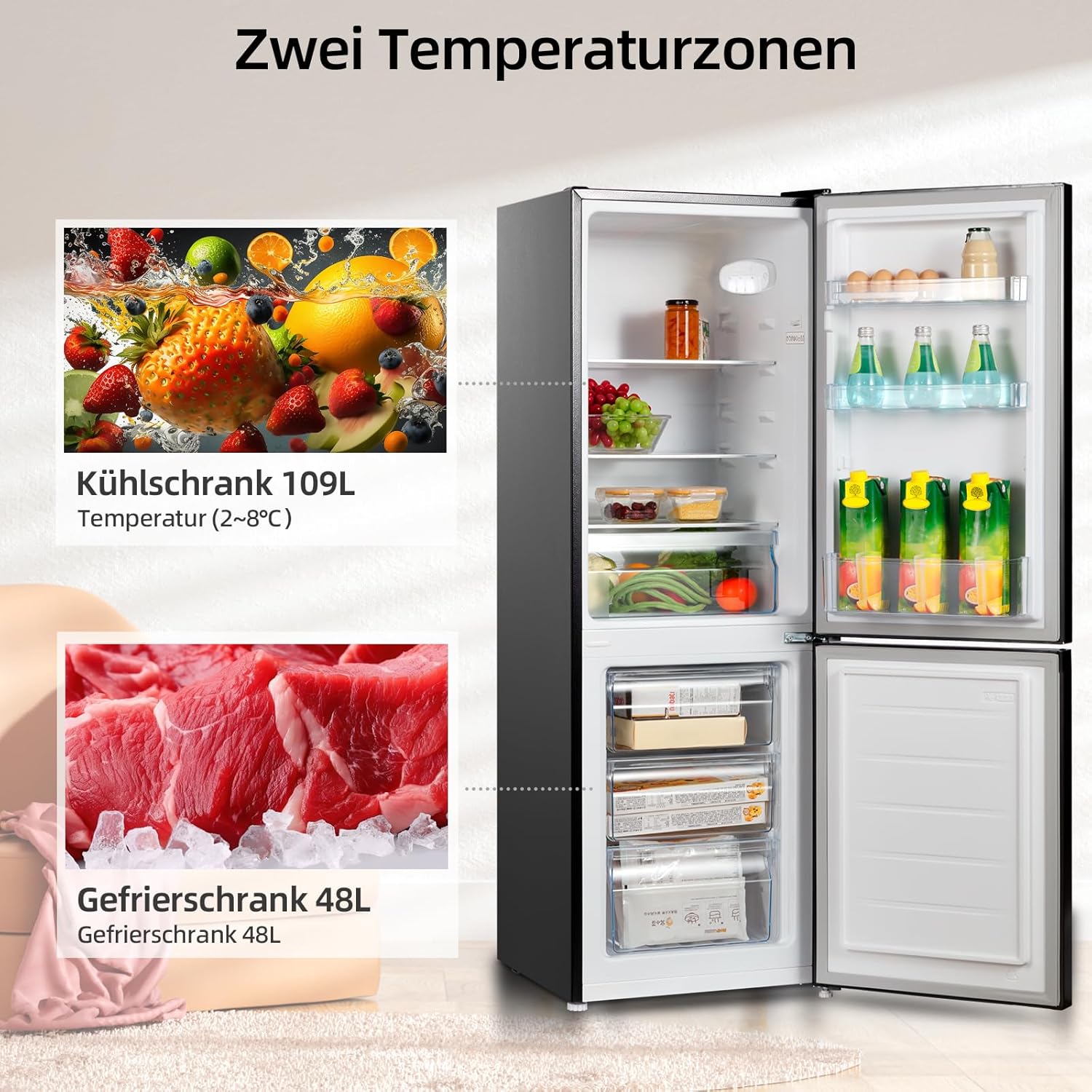 CHiQ Freestanding Fridge with Freezer