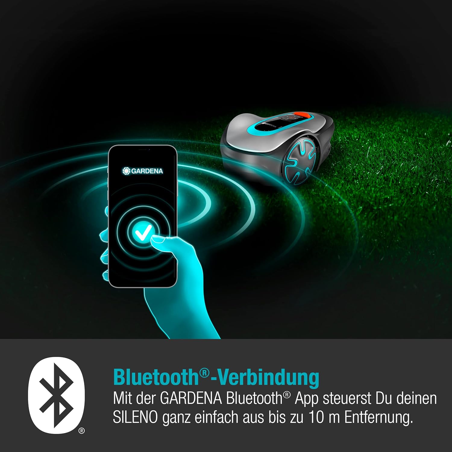 Gardena Rasaerba robotizzato SILENO minimo 500 m: tosaerba intelligente con connettività ottimale, programmabile con l'app Gardena Bluetooth, versione DE (15202-20)