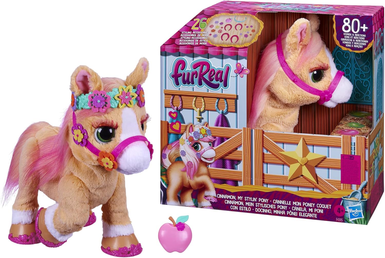 FurReal Hasbro Cinnamon, Mein stylisches Pony, 80 Plus Gerusche, Reaktionen, 26 Accessoires, Elektronisches Tierchen ab 4 Jahren, Multi, 35 cm