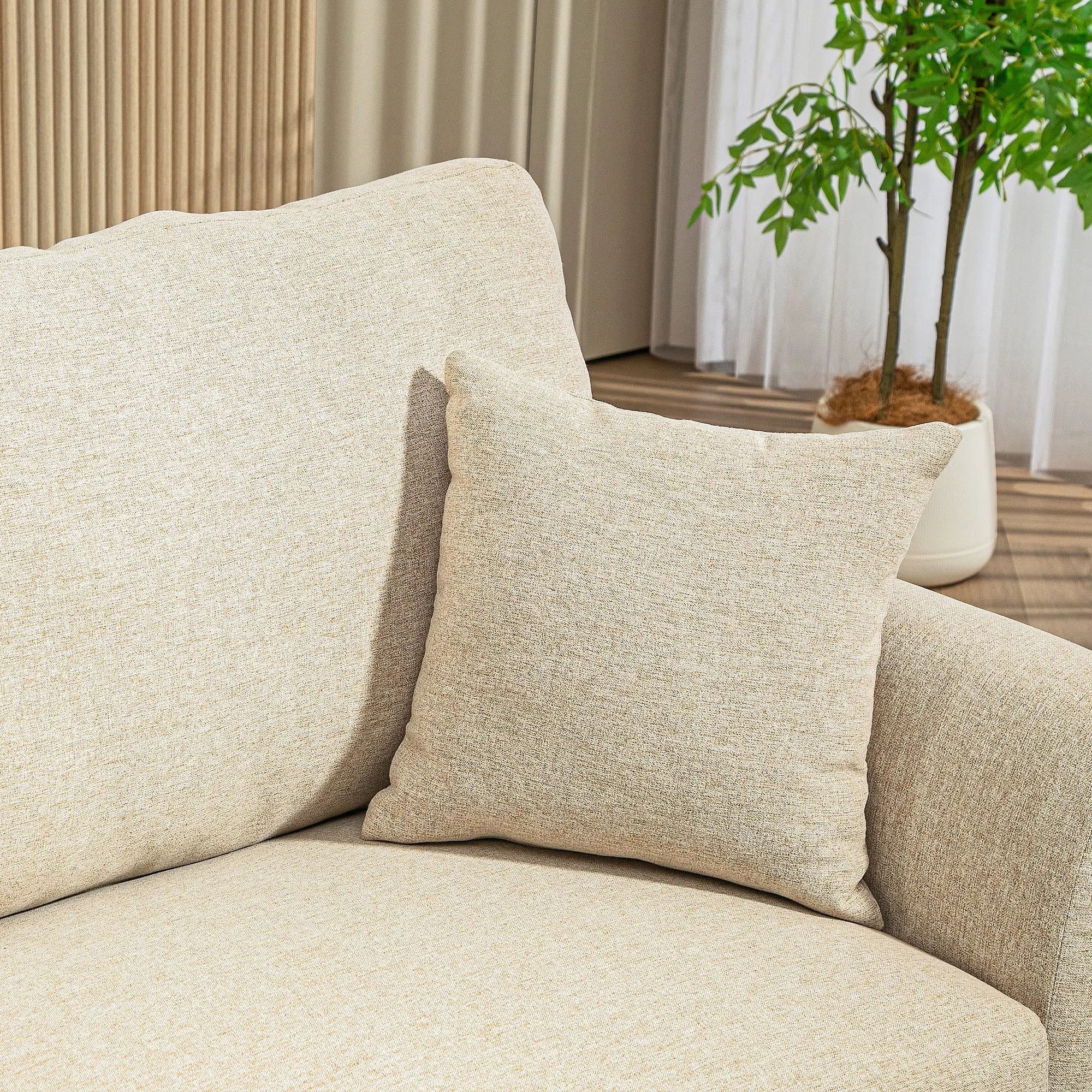 HOMCOM Divano a 2 Posti con Morbida Imbottitura e Cuscini Removibili Beige
