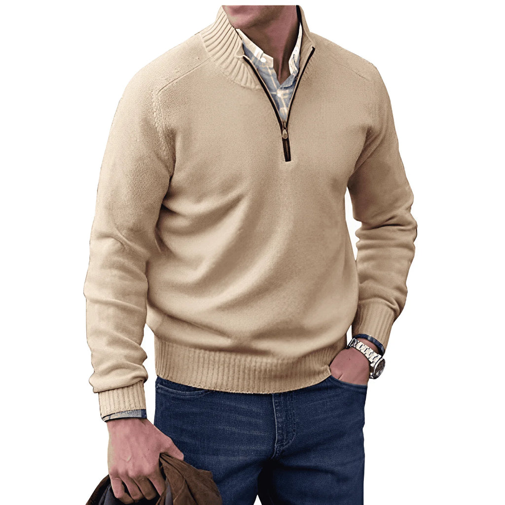 Eleganter Kaschmirpullover mit Reiverschluss