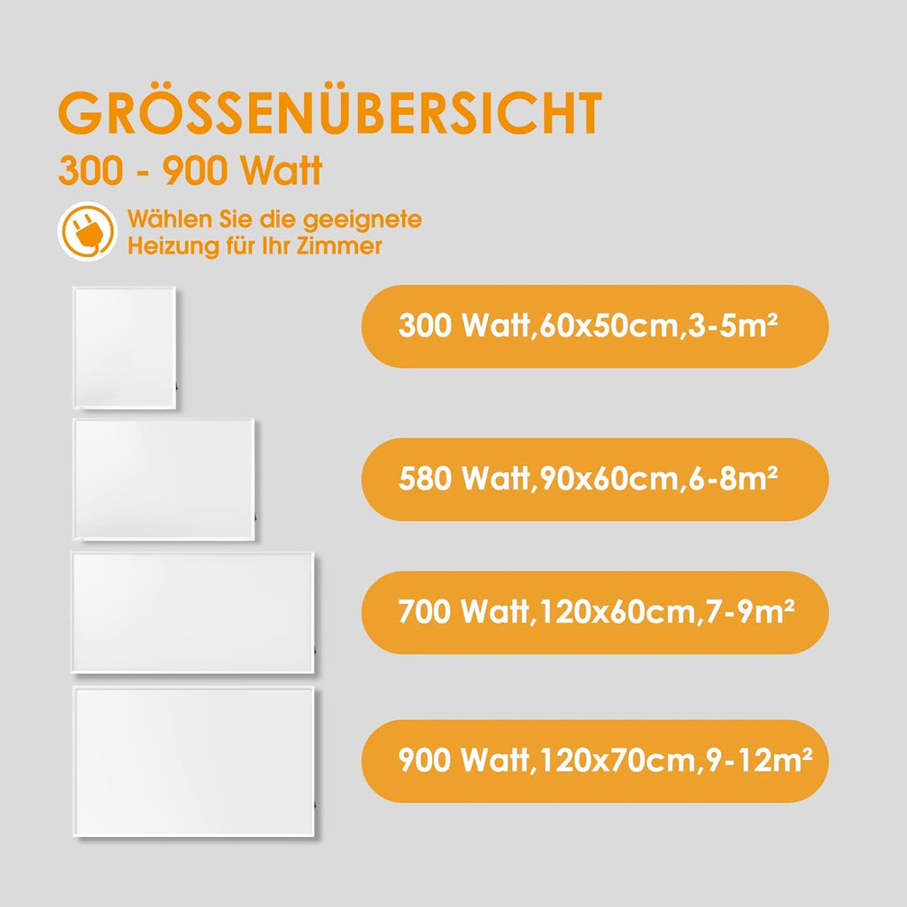 Byecold Riscaldatore a Infrarossi da Pavimento con Piedini 300 Watt, Riscaldamento Elettrico a Infrarossi, Termosifone, Pannello Radiante, Risparmio Energetico, Protezione da Surriscaldamento