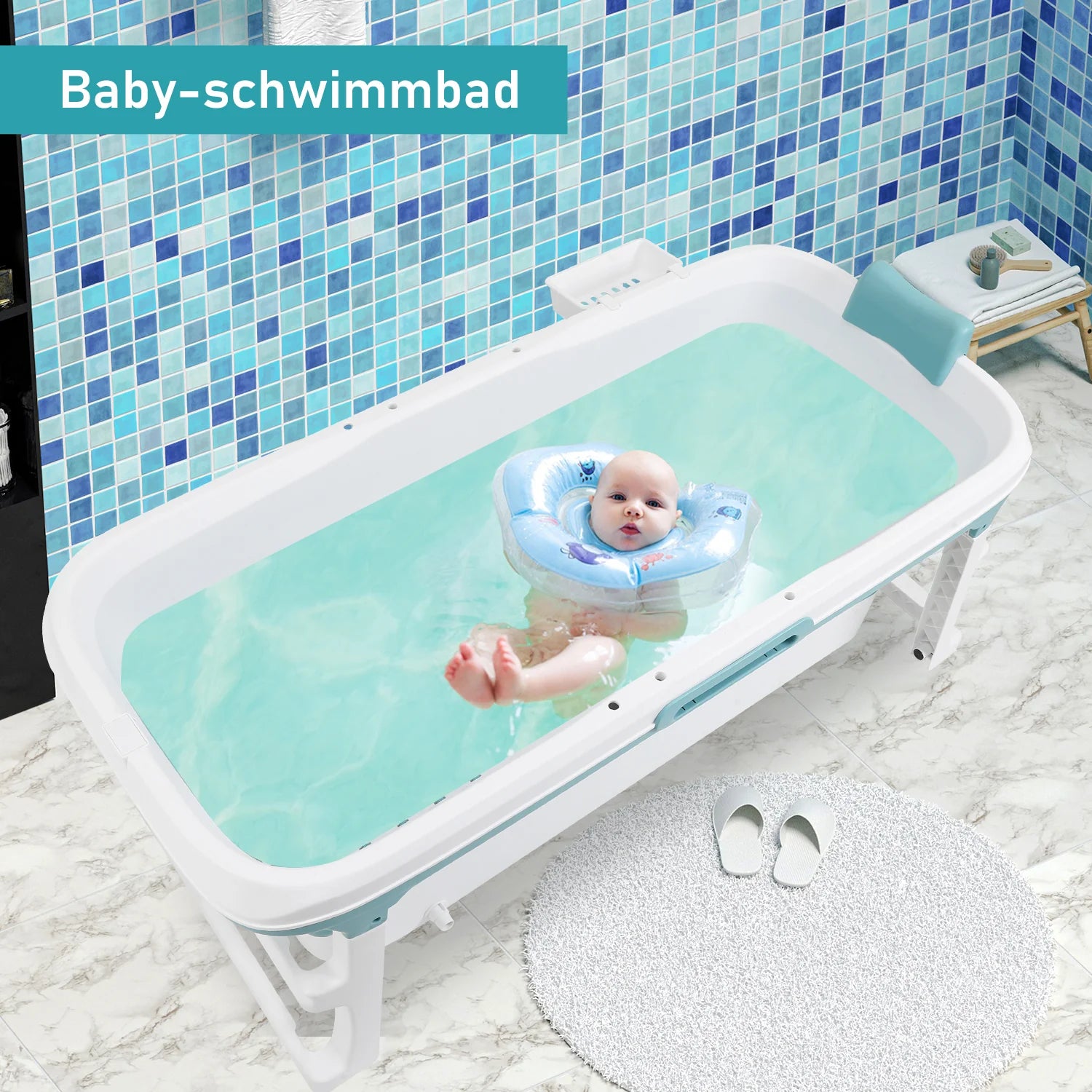 Sonnewelt Vasca da Bagno Pieghevole con Coperchio
