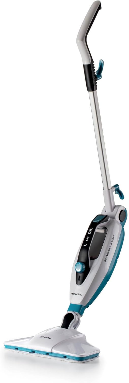 Ariete 4164 Scopa a vapore 10-in-1, 1500W, serbatoio 350cc, elimina fino al 99% dei batteri, per tutti i pavimenti, vapore continuo portatile 18 minuti, autonomia illimitata, bianco