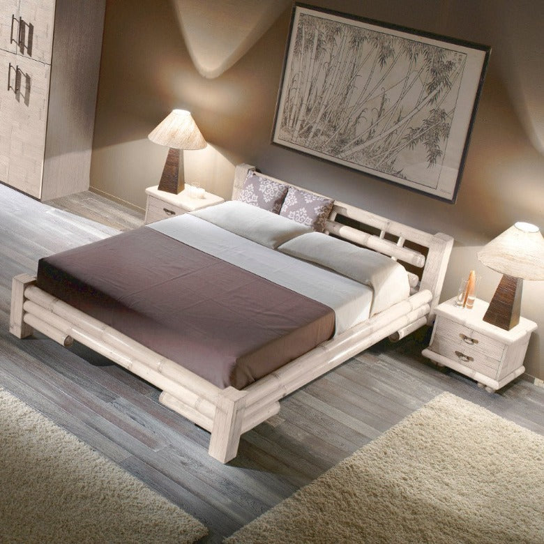 Comodino in bambù TABANAN bianco
