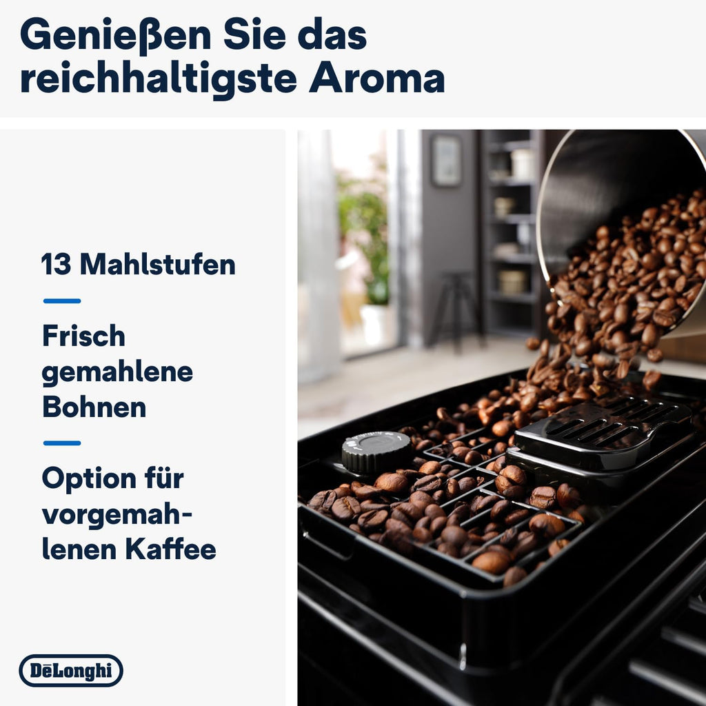 De'Longhi Magnifica Start ECAM222.60.BG, Macchina da Caffè Automatica con Sistema LatteCrema per Cappuccino Automatico, 4 Tasti di Selezione Diretta, Pannello di Controllo Soft-Touch, Funzione x2, 1450W, Nero/Grigio