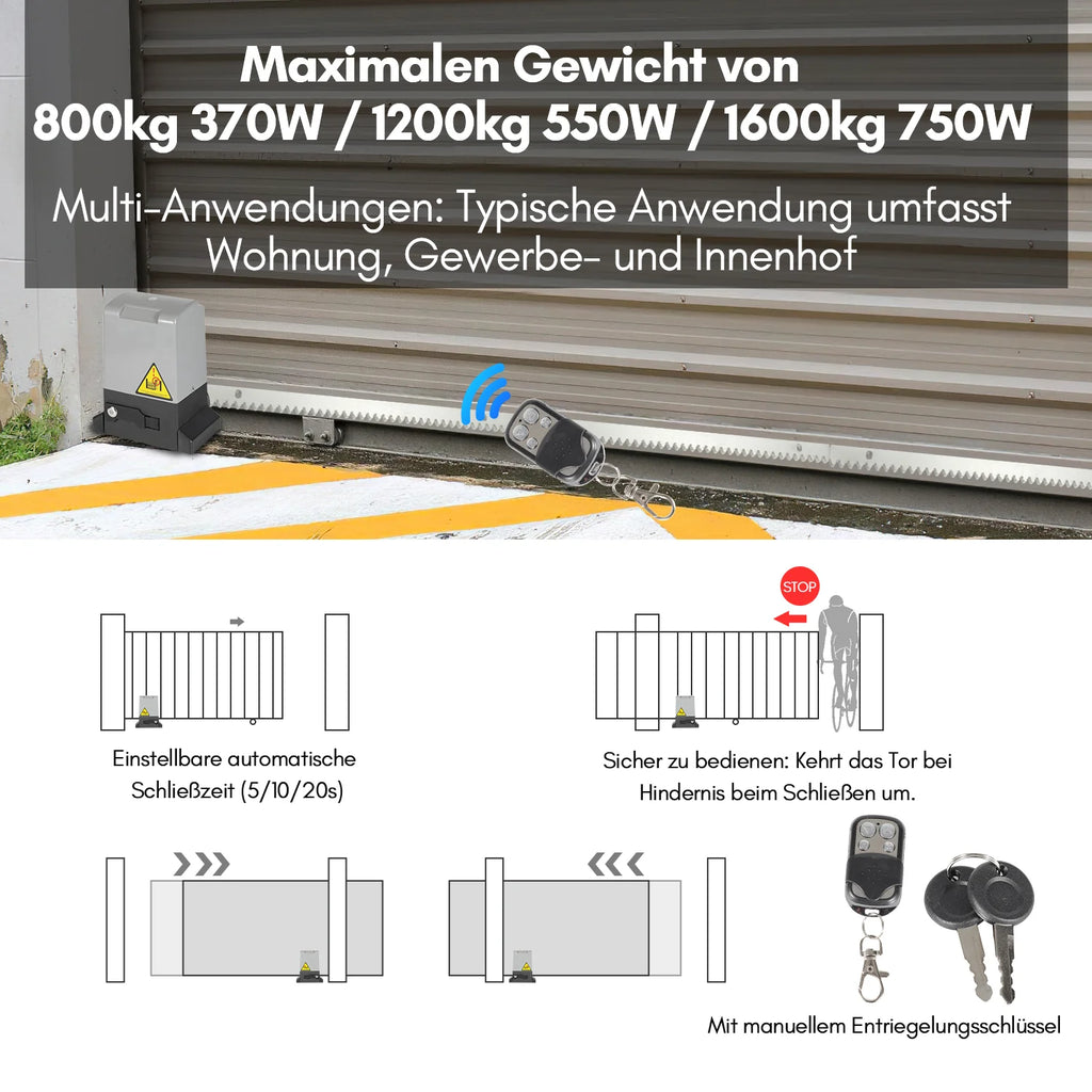Sonnewelt - Apriporta Automatico per Cancello Scorrevole da 370W/550W/750W