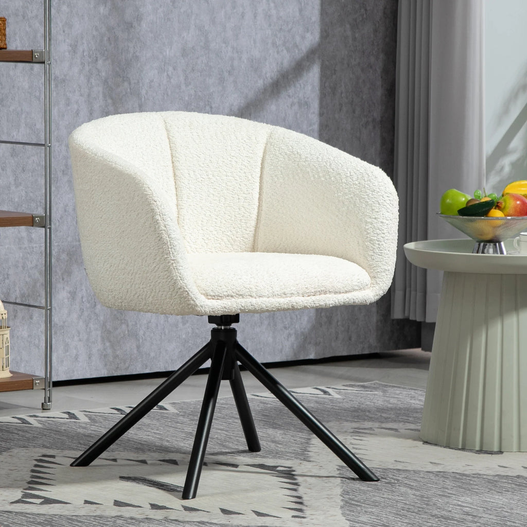 HOMCOM Sedia imbottita girevole con scocca, color crema