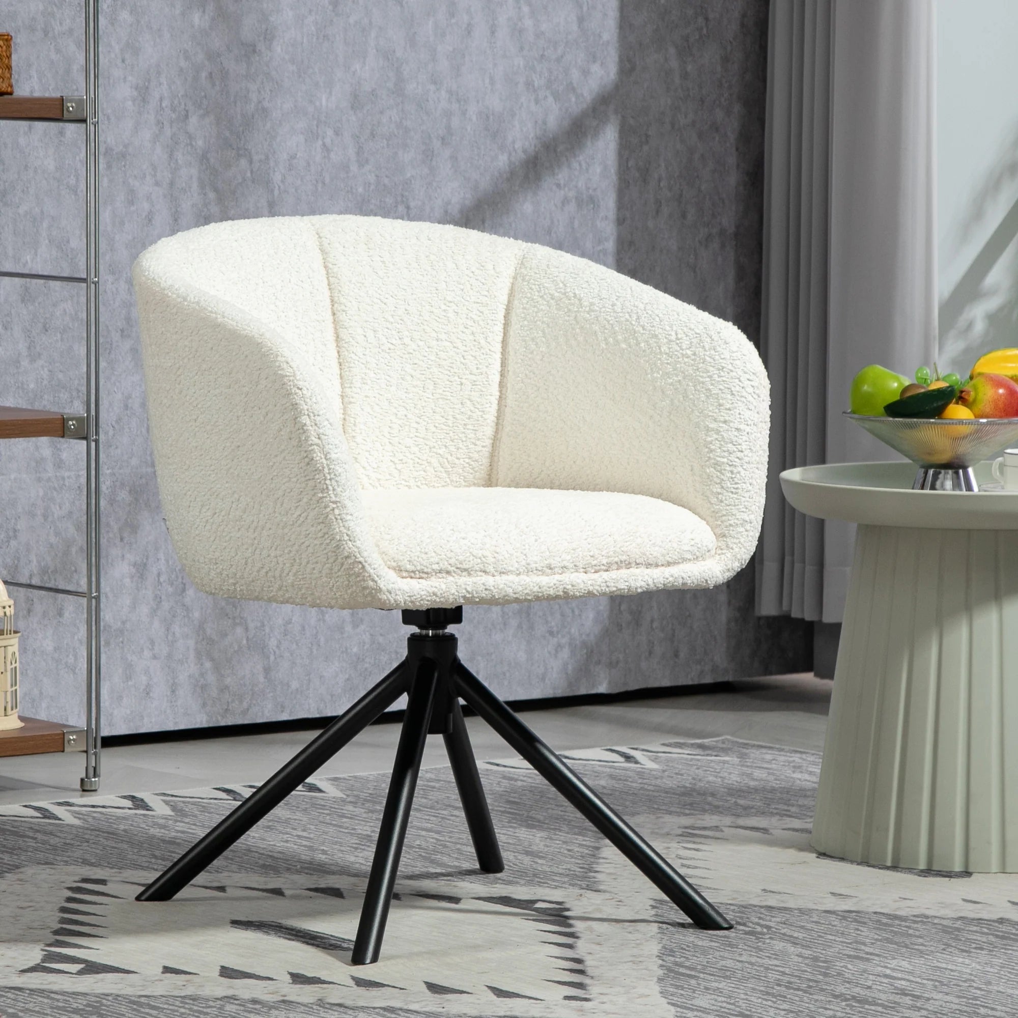 HOMCOM Sedia imbottita girevole con scocca, color crema