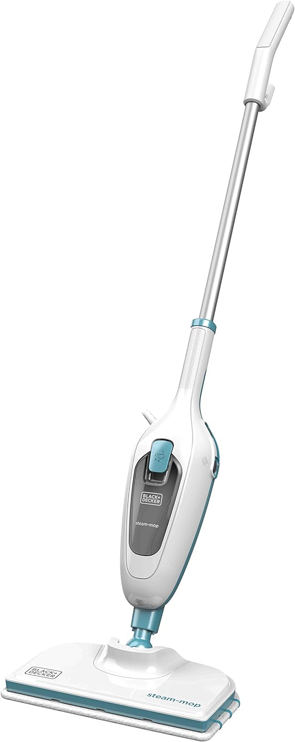 Black+Decker Scopa a vapore Steam Mop FSM13E1 da 1.300W (Pulitore a vapore per una pulizia igienica e profonda, manico e testa rimovibili, facile da usare, incl. 1 panno in microfibra)