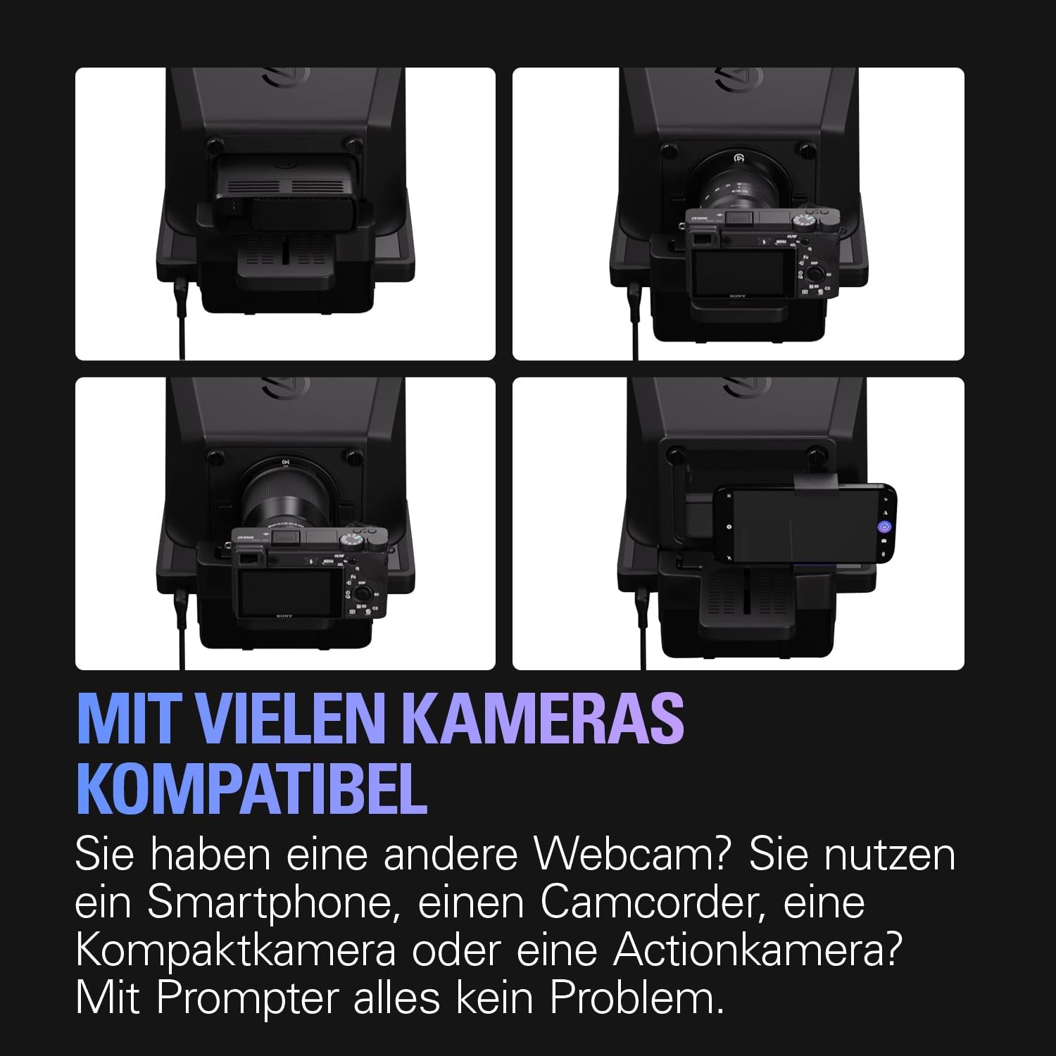 Elgato Prompter – Teleprompter mit integriertem Bildschirm für YouTube, Twitch, Zoom, Teams und mehr, unterstützt DSLR/Webcam/Smartphone, Drag&Drop-Monitoranzeige, funktioniert mit Mac/PC&Stream Deck