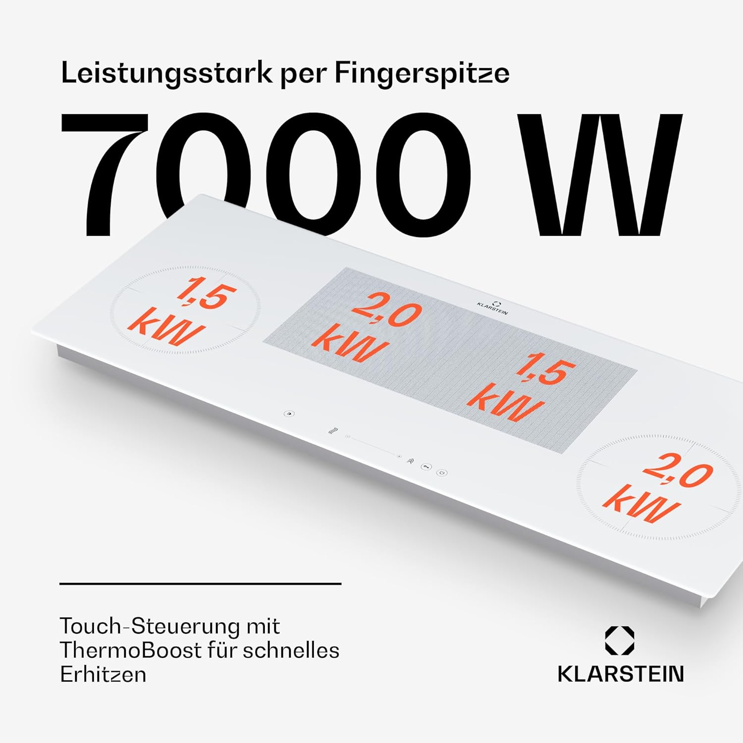Klarstein Piano Cottura a Induzione, Piano Cottura in Vetroceramica, con 4 Piastre, Incasso con Display Touch, Display Digitale e Funzione Timer, Riscaldamento Veloce, 7000 Watt