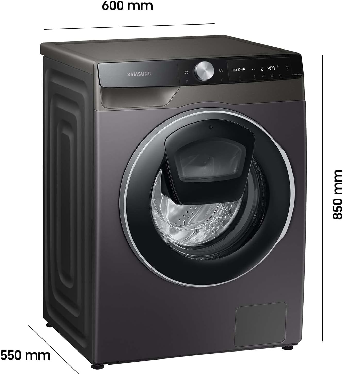 Lavasciuga Samsung WW80T554ATW/S2, 8 kg, 1400 giri/min, Ecobubble, AddWash, WiFi Smart Control, programma vapore igienizzante, Bianco