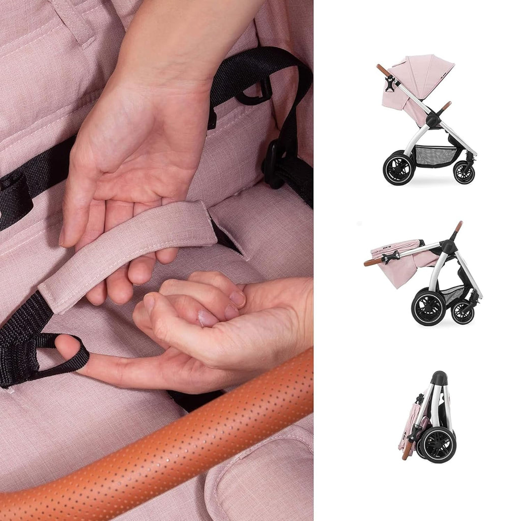 Hauck Uptown Passeggino Melange Rose – Passeggino per ogni terreno, seduta extra large, posizione nanna, ruote in gomma, sospensioni, compatto e facile da piegare, con parapioggia