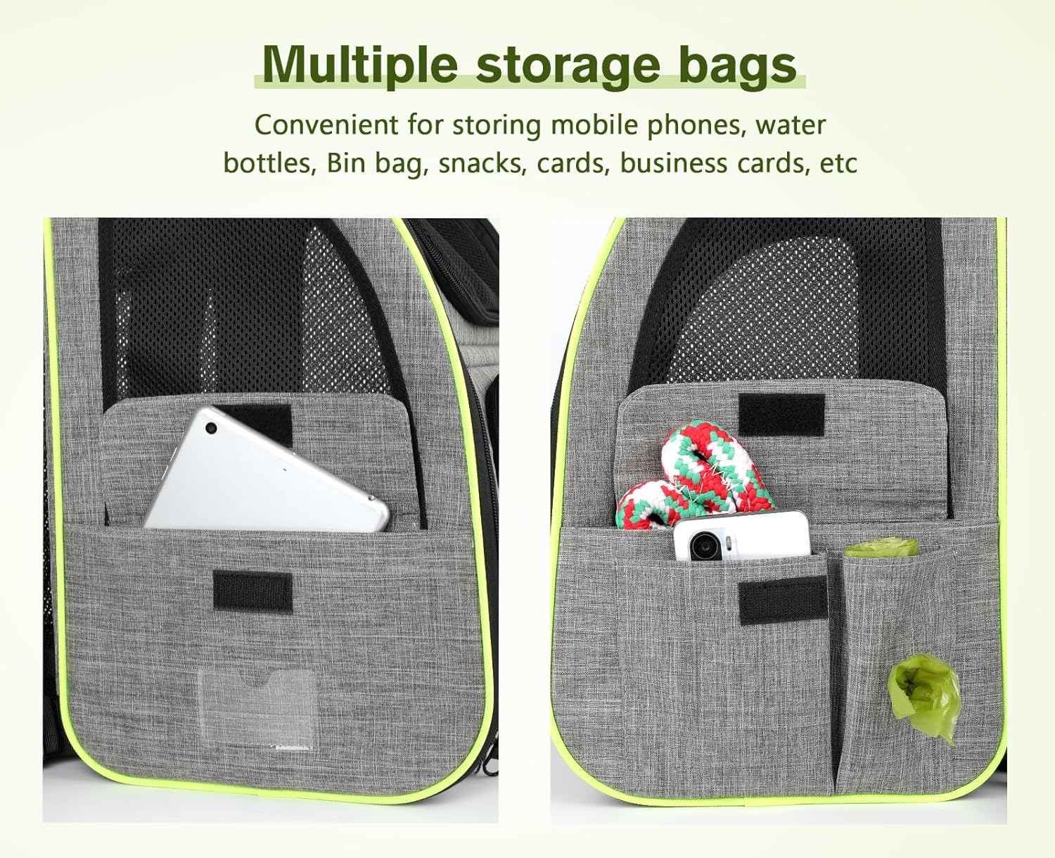 pecute Haustier Rucksack mit Netzfenster, Tragbare und Faltbare Katzentasche, Atmungsaktive und Leichte Hundetasche, Wasserdichtes Oxford-Tuch mit Viel Platz, Multifunktionales Rutschfestes Grau XL