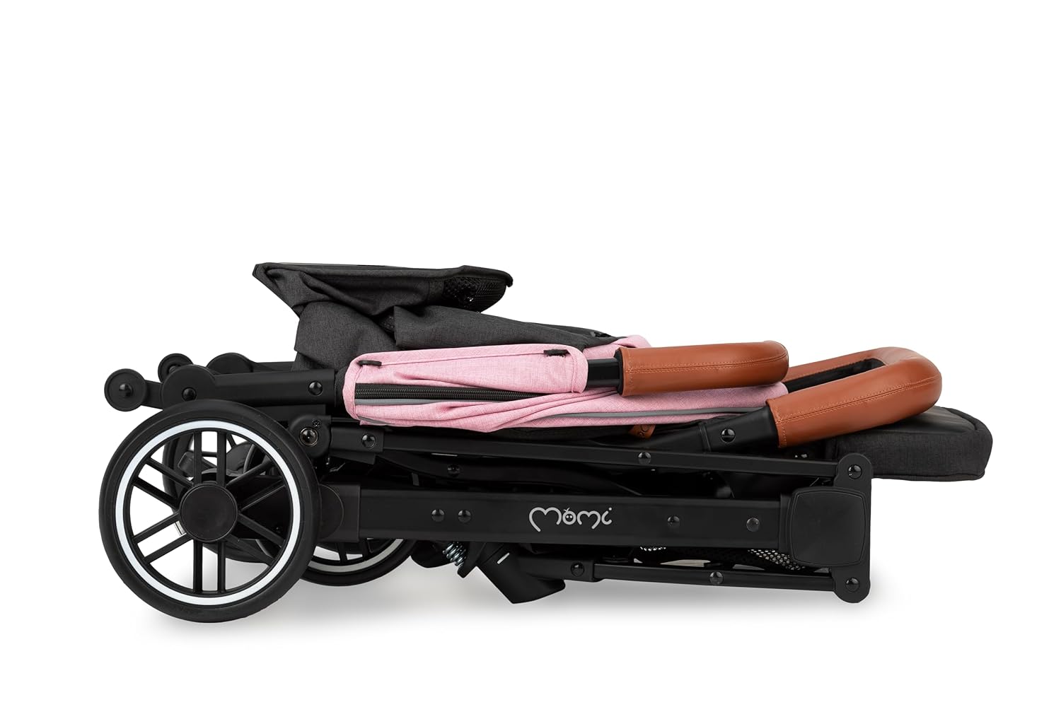 MOMI ESTELLE Kinderwagen für Kinder ab 6 Monat bis zu max körpergewicht von 15 kg, klappbar auf die Maße 65 x 51 x 21 cm, gewicht 7,5 kg, 5-Punkt-Sicherheitsgurt, koffer, grau-gold, Räder 6''/6,5''