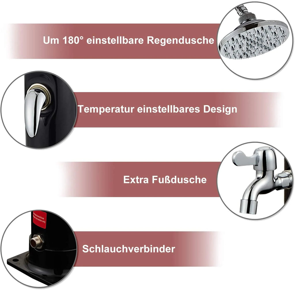 Sonnewelt Solardusche mit Duschkopf und Fudusche 20L